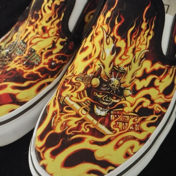 Vans Shoes - Fire Samurai Slip-on Vans